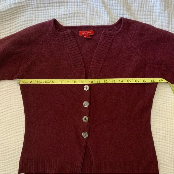 Sundance wool burgundy cardigan button up sweater size medium - Picture 5 of 7